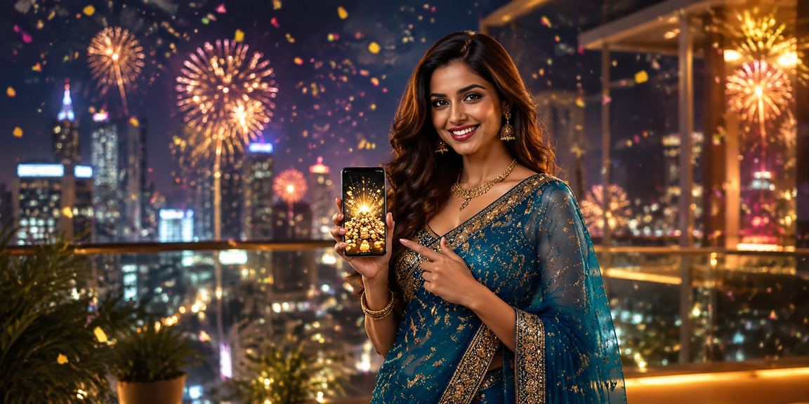 Indian woman playing casino games on mobile phone